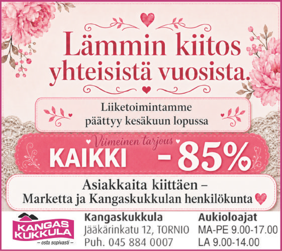 Lämmin kiitos yhteisistä vuosista ❤️